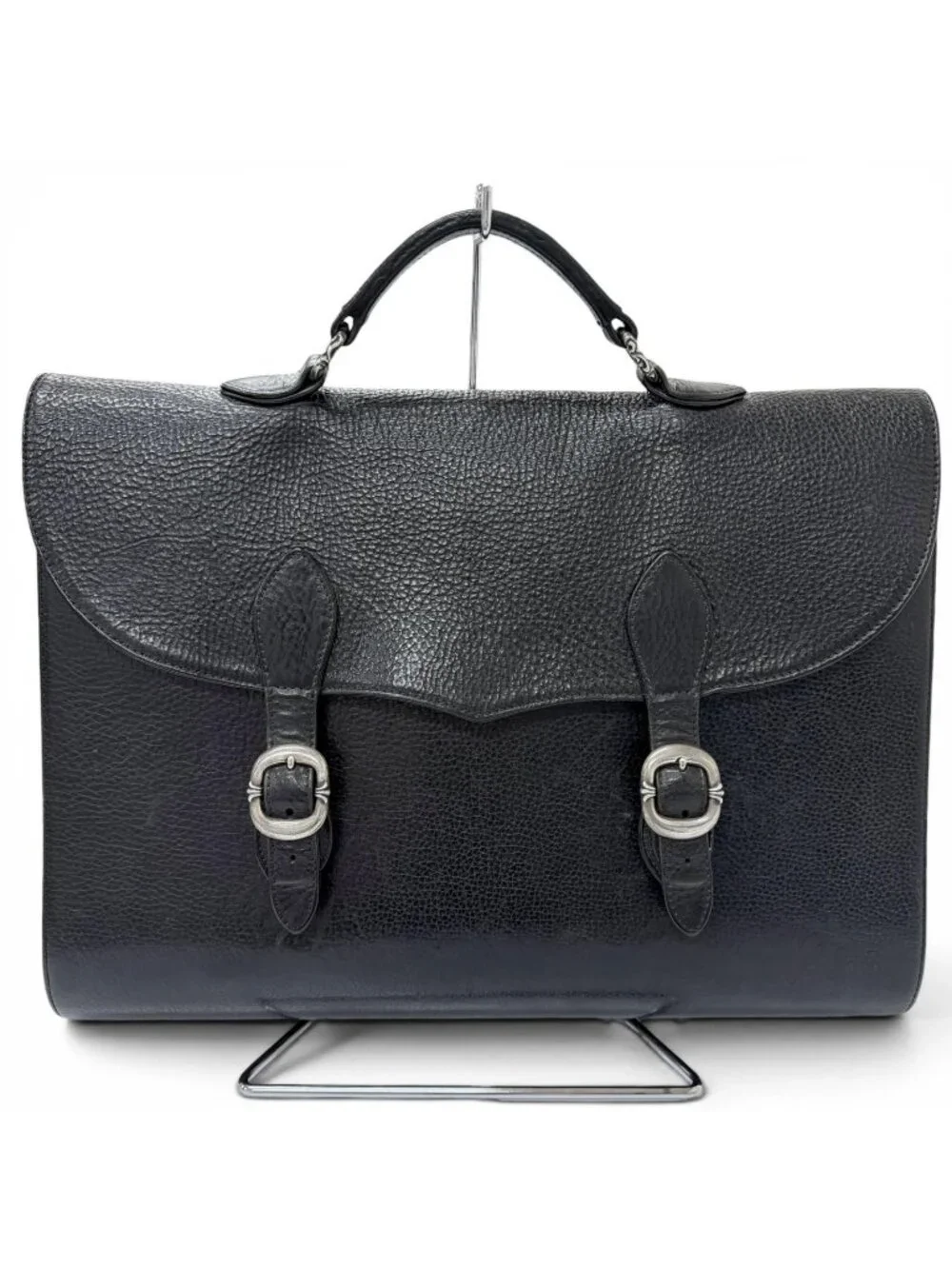 Chrome Hearts Leather Part Gunslinger CH Plus Briefcase Handbag Black